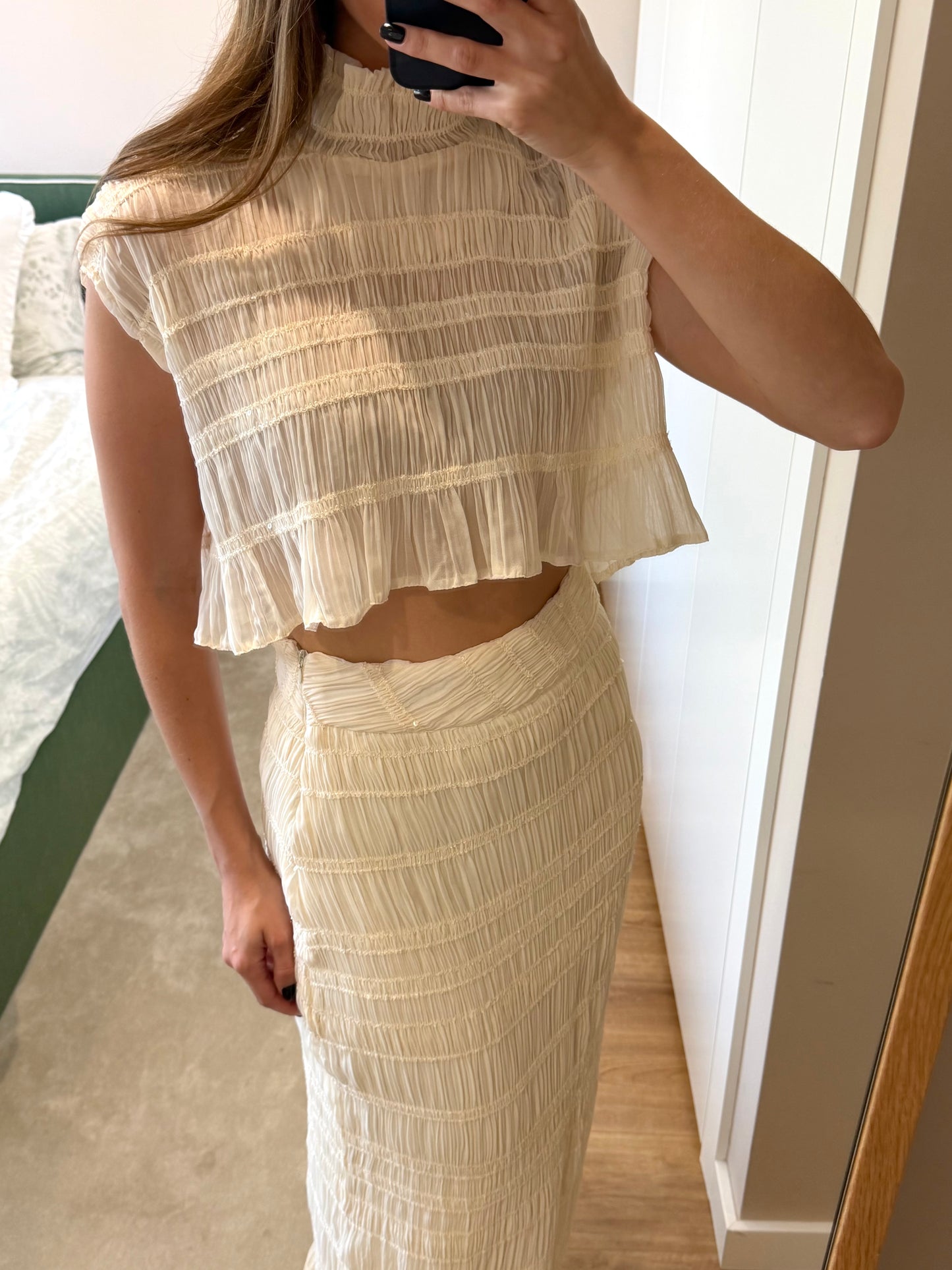 LIMITED EDITION - Frill Ivory Pearl Crop Top