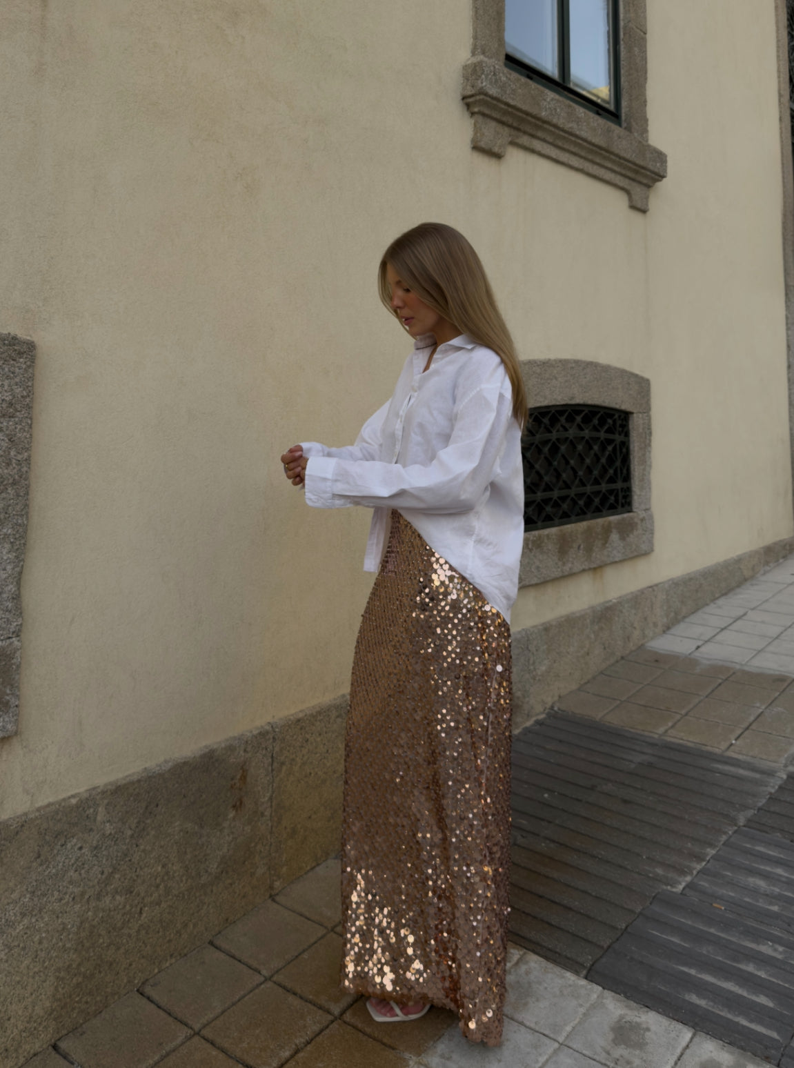 Gold Sequin Maxi Skirt