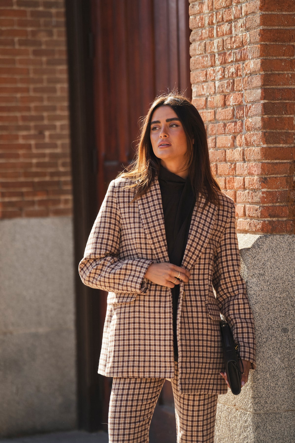 Checked Wool-Blend Blazer
