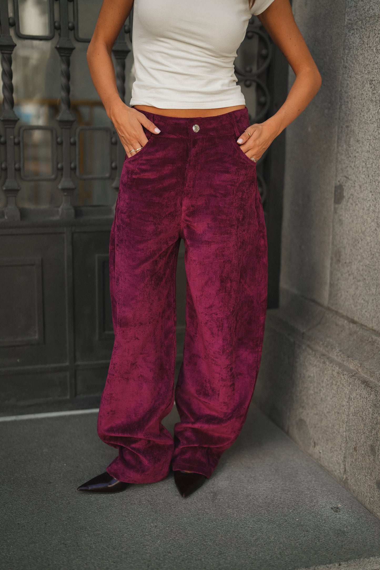 Burgundy Corduroy Balloon Pants