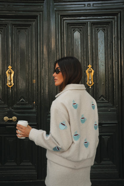 Coffee Cup Embroidered Jacket