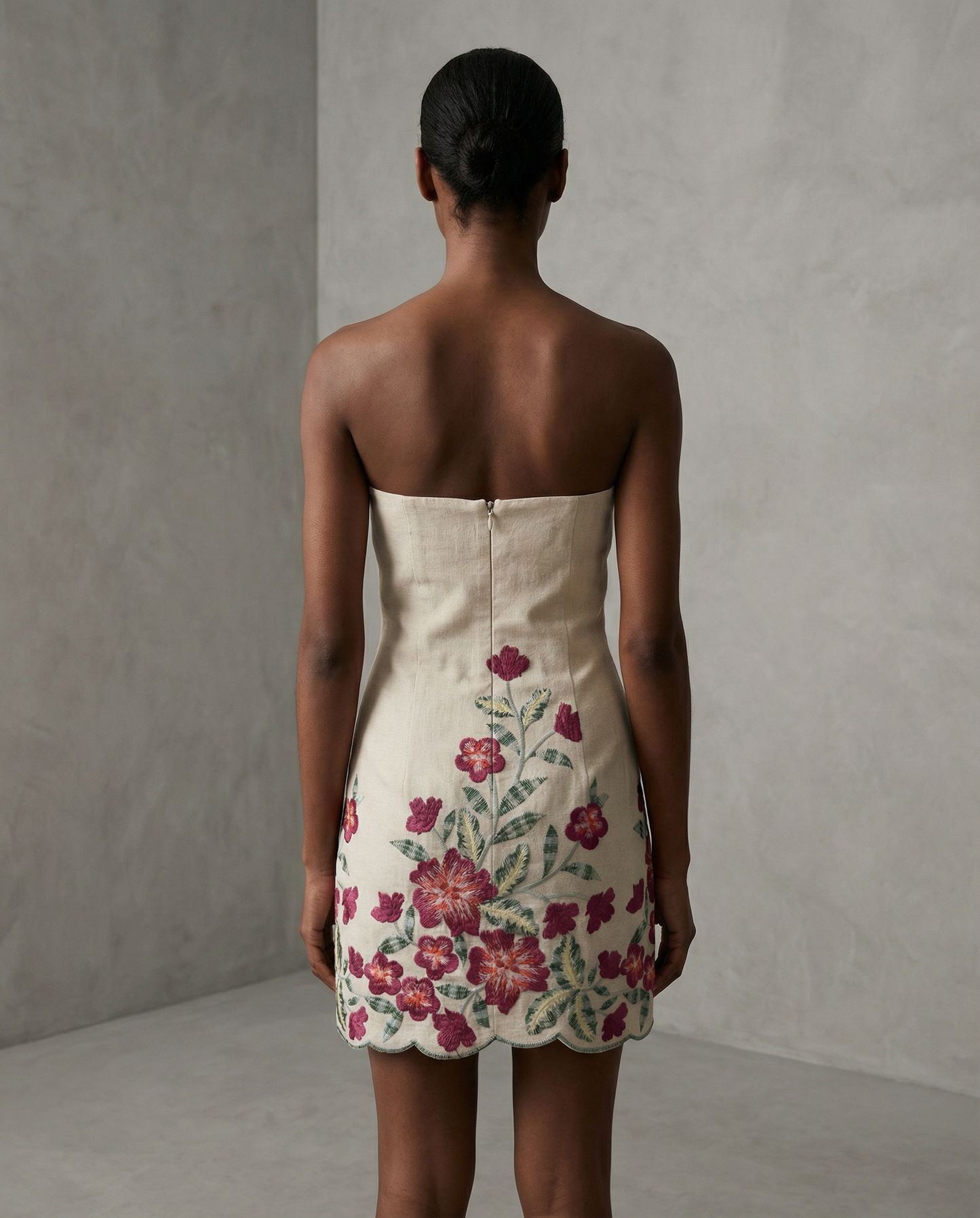 Embroidery Strapless Dress