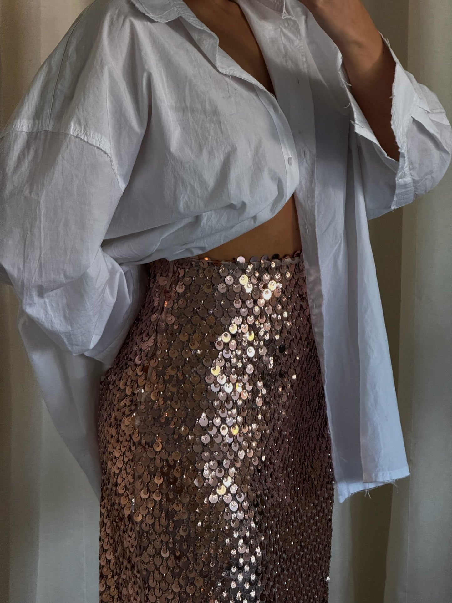 Gold Sequin Maxi Skirt