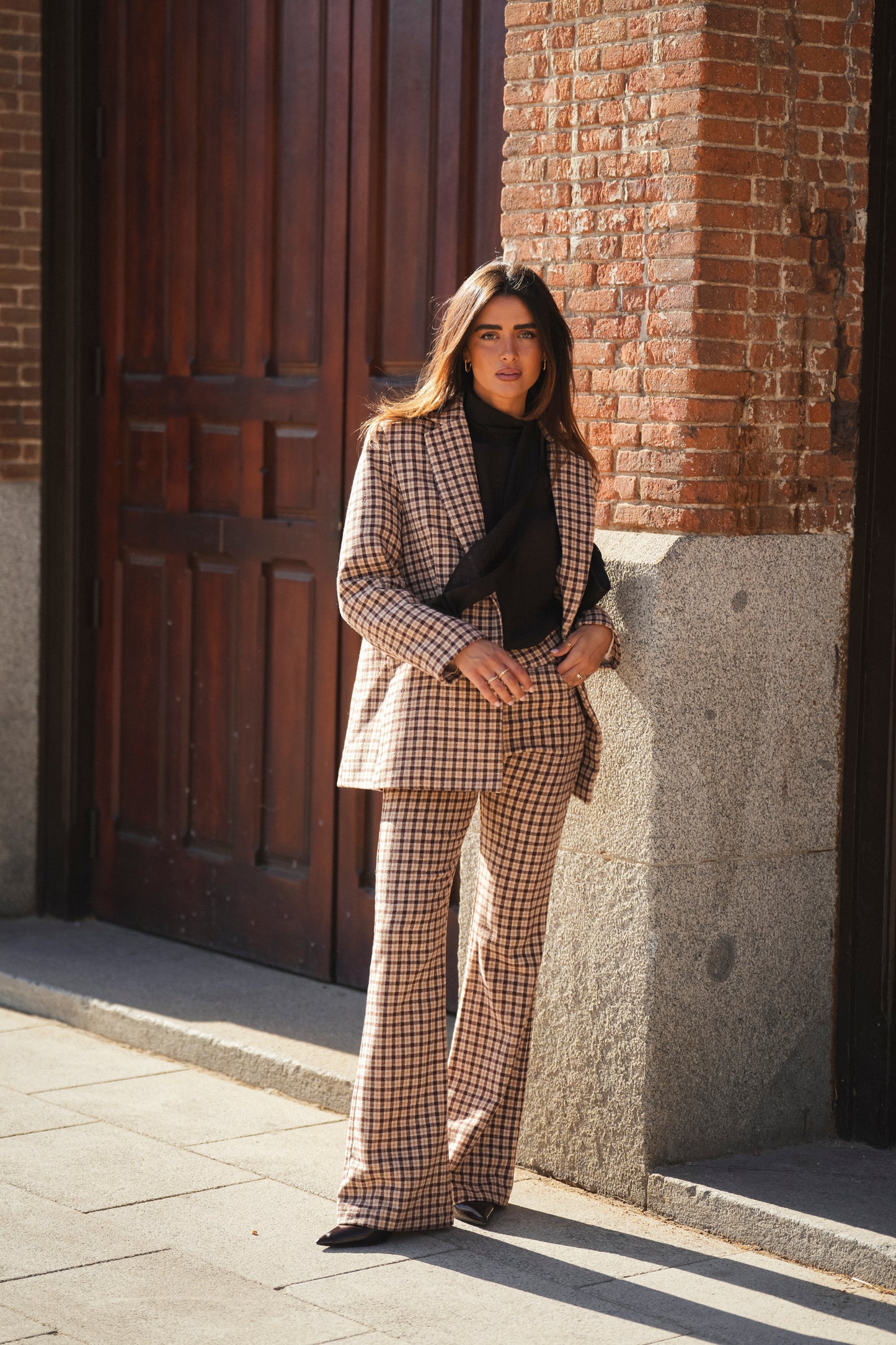 Checked Wool-Blend Trousers