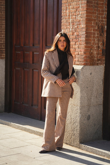 Checked Wool-Blend Trousers