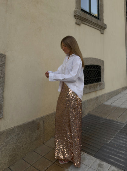 Gold Sequin Maxi Skirt