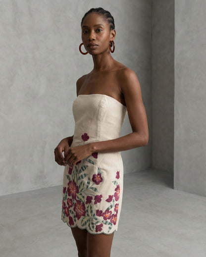 Embroidery Strapless Dress