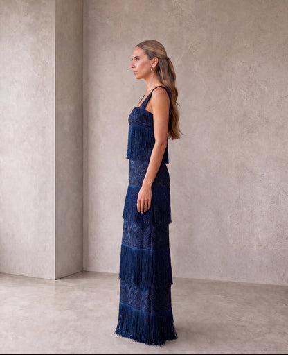 PRE-ORDER Navy Fringe Dress