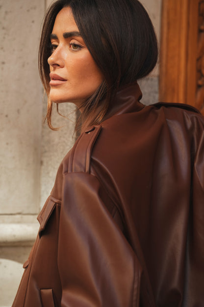 Brown Vegan Leather Jacket