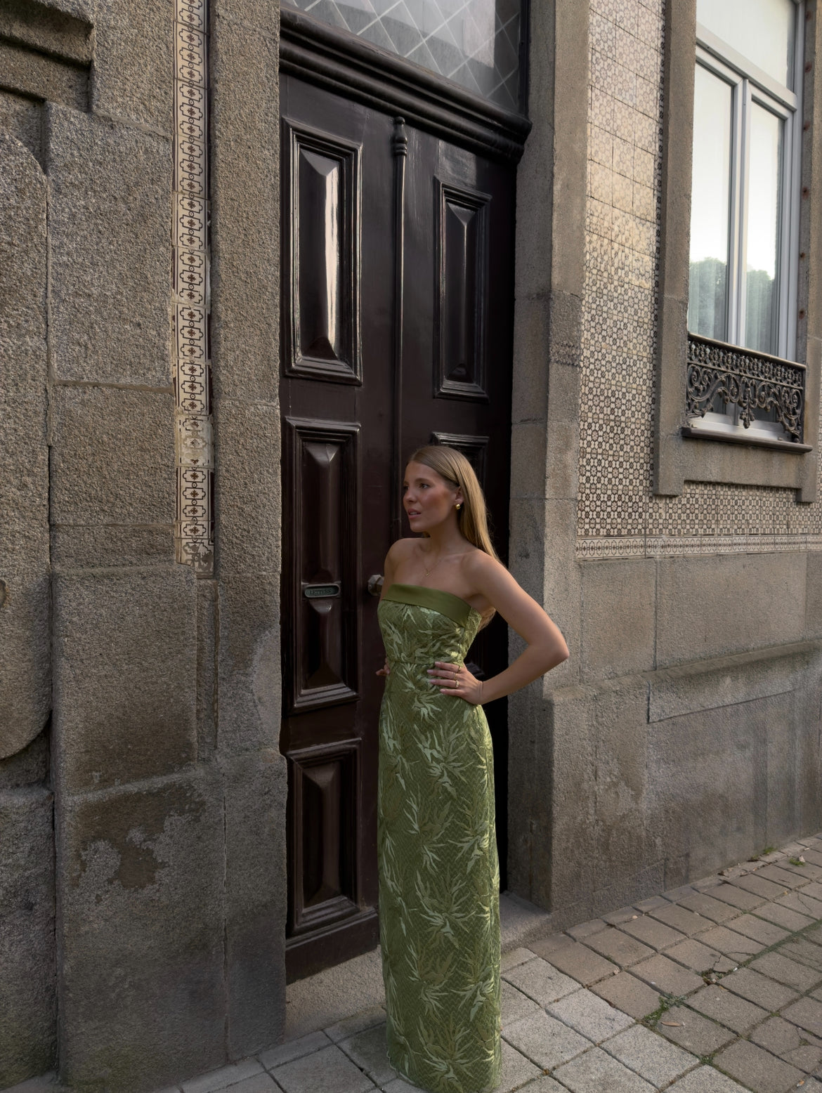 Green Sequined Embroidery Dress