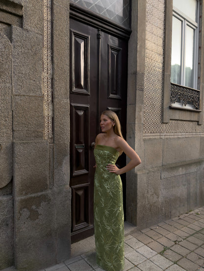Green Sequined Embroidery Dress