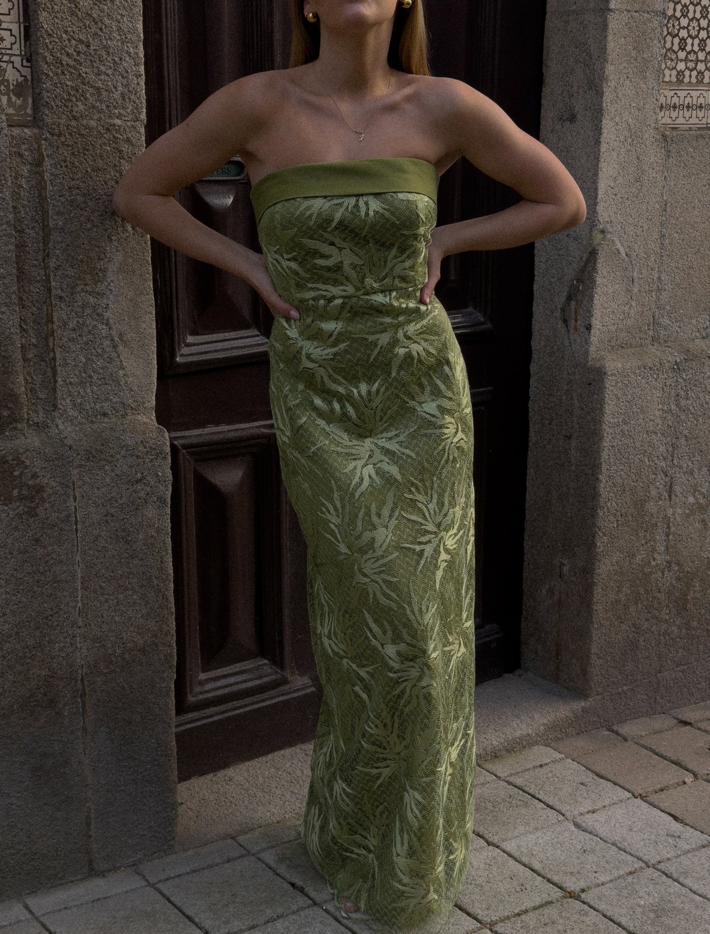 Green Sequined Embroidery Dress