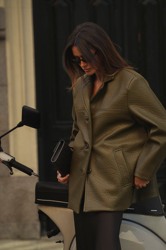 Olive Textured Oversized Blazer