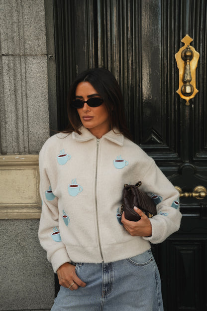 Coffee Cup Embroidered Jacket