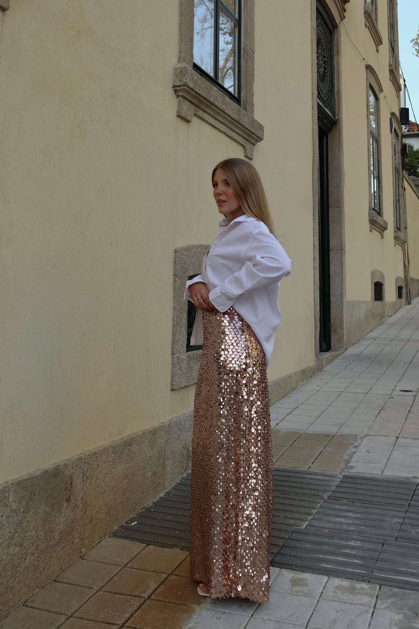 Gold Sequin Maxi Skirt