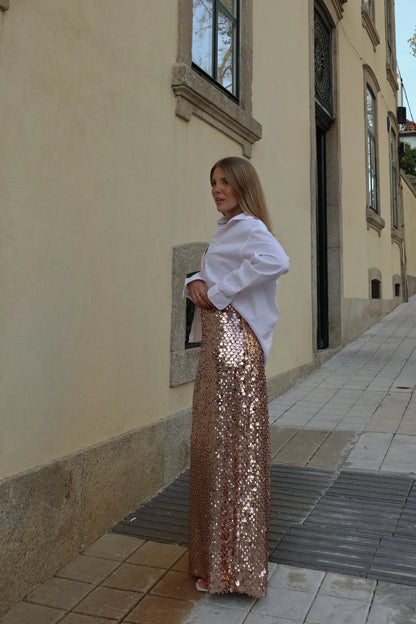 Gold Sequin Maxi Skirt