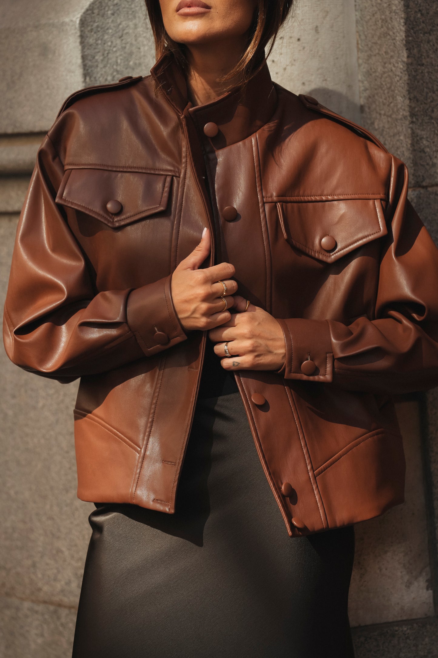 Brown Vegan Leather Jacket