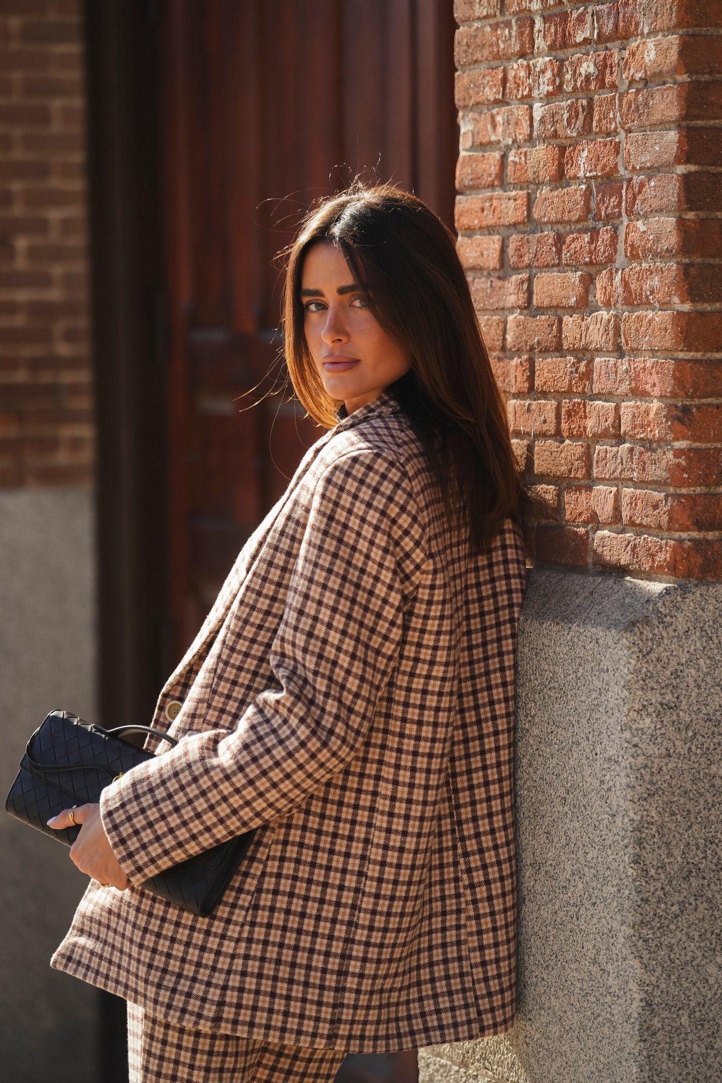 Checked Wool-Blend Blazer