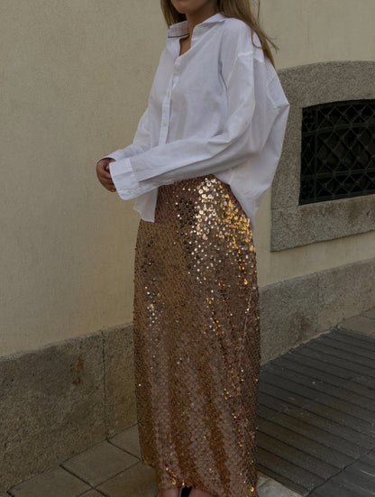 Gold Sequin Maxi Skirt