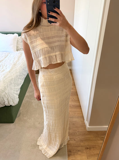 LIMITED EDITION - Frill Ivory Pearl Crop Top
