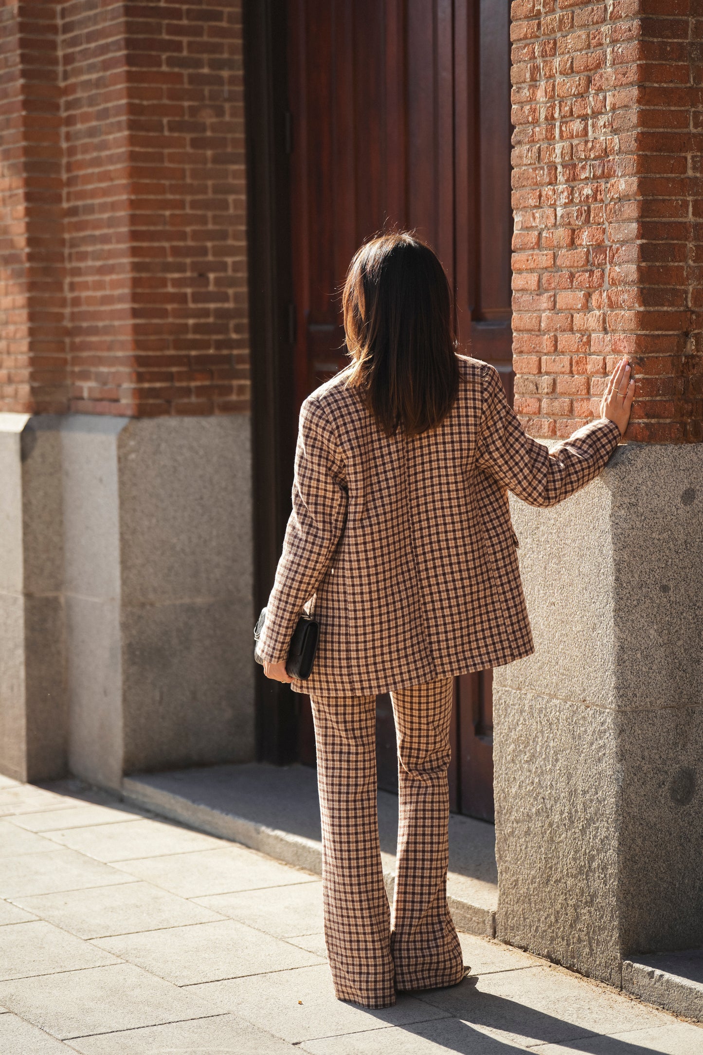 Checked Wool-Blend Trousers