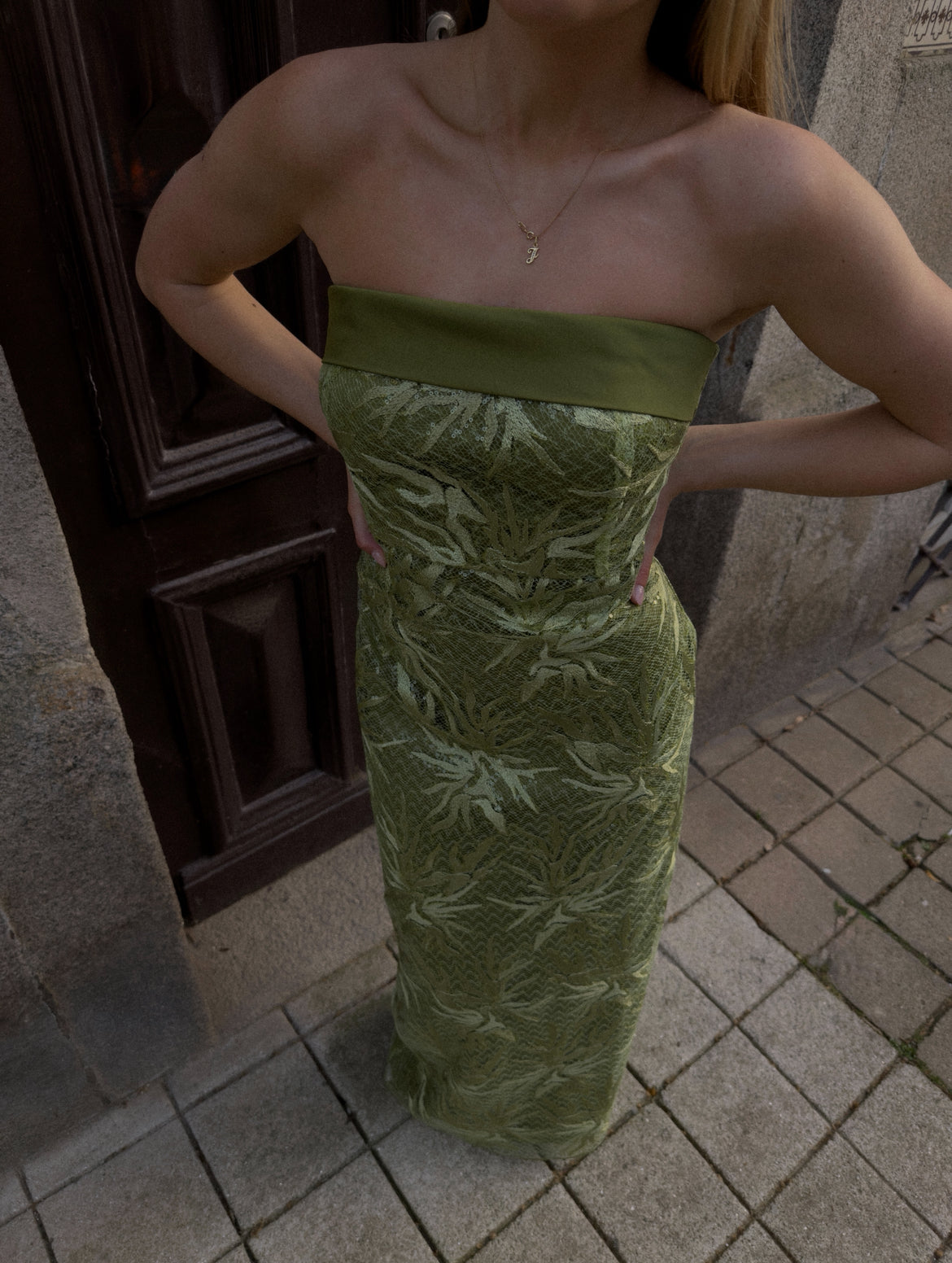 Green Sequined Embroidery Dress