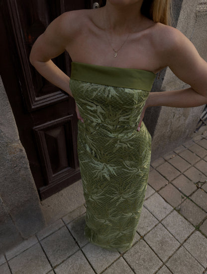 Green Sequined Embroidery Dress