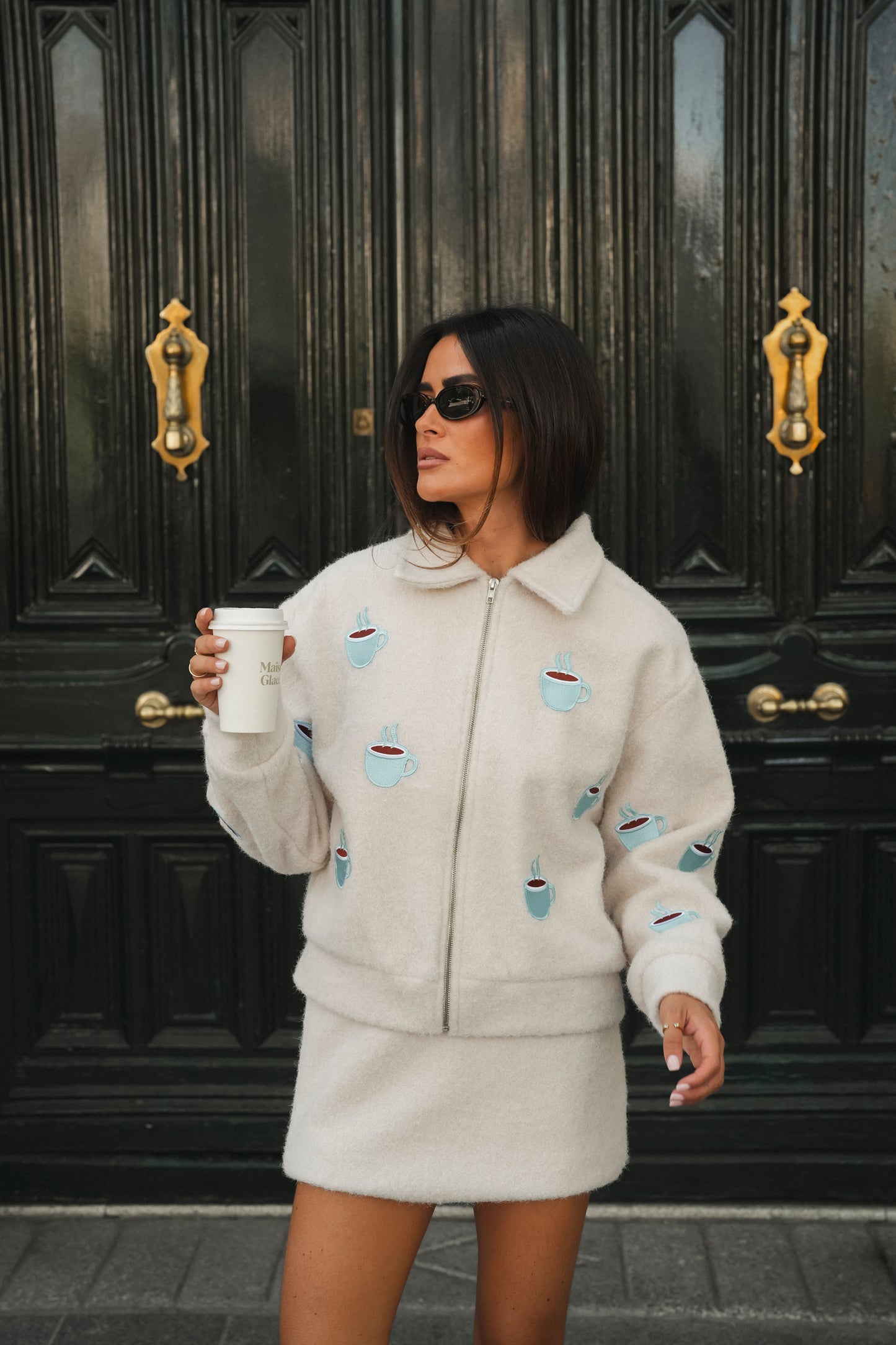 Coffee Cup Embroidered Jacket