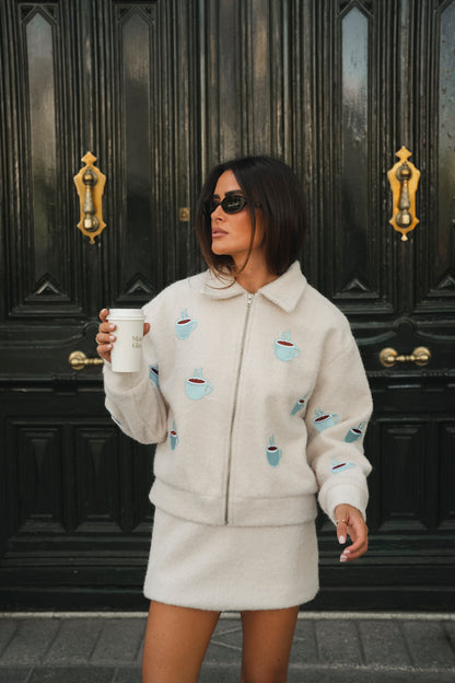 Coffee Cup Embroidered Jacket