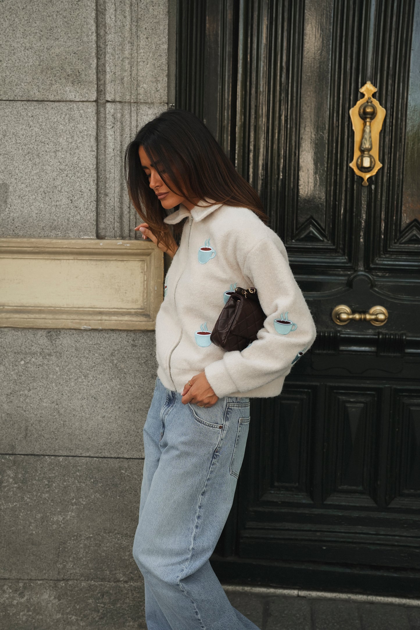 Coffee Cup Embroidered Jacket