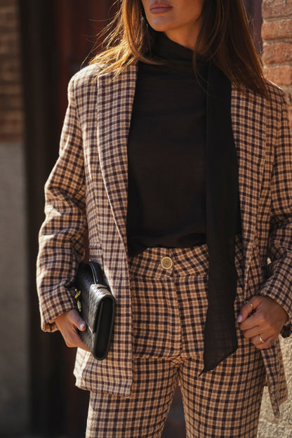 Checked Wool-Blend Trousers