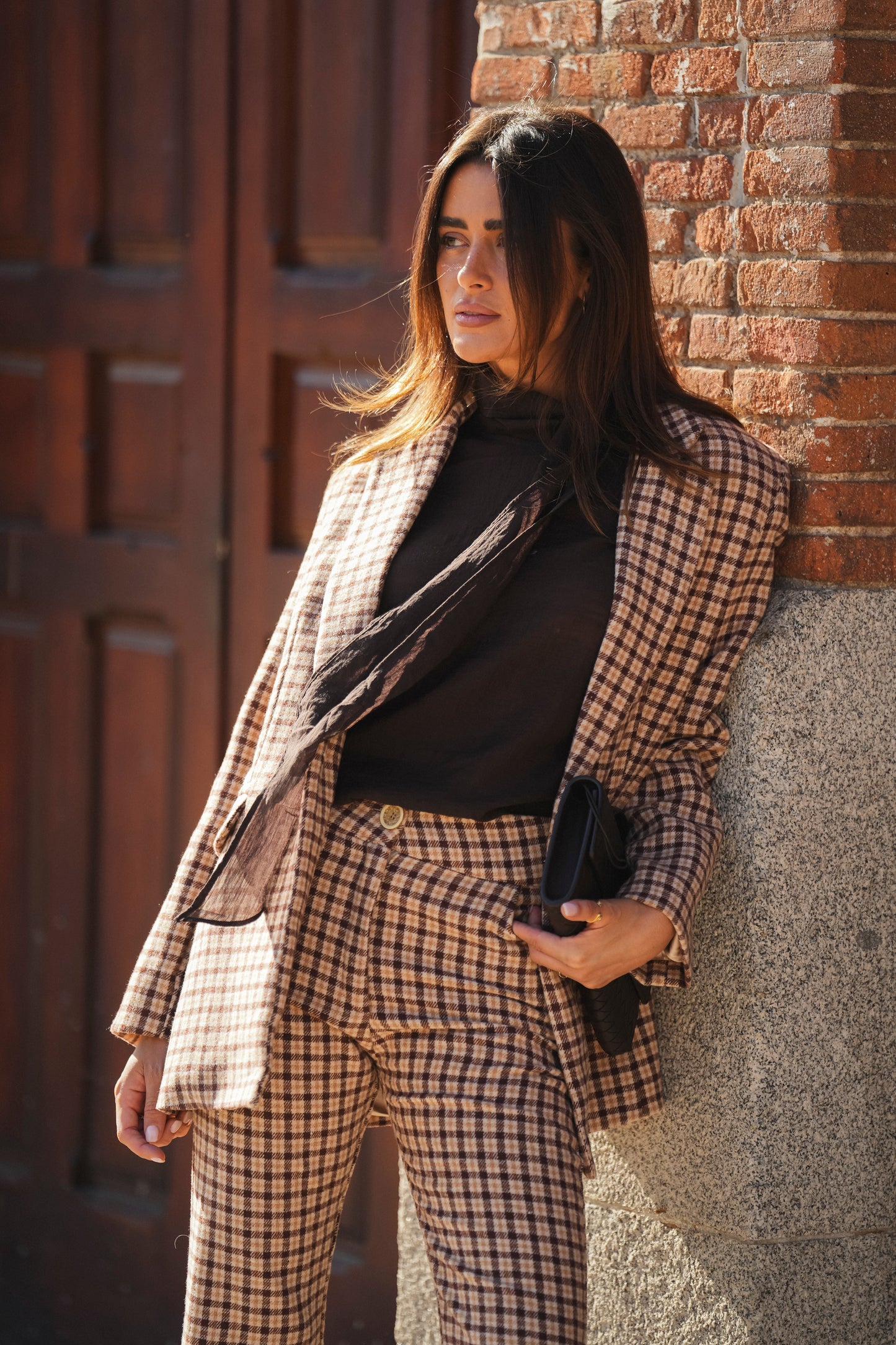 Checked Wool-Blend Trousers