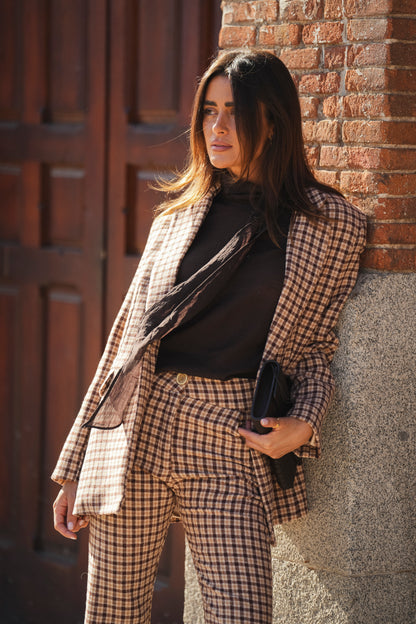 Checked Wool-Blend Trousers