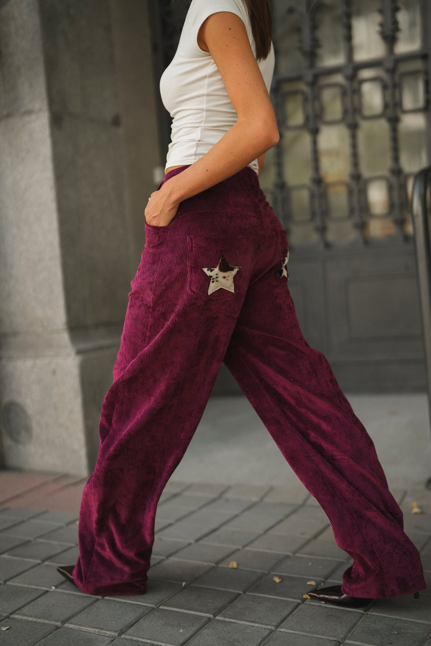 Burgundy Corduroy Balloon Pants