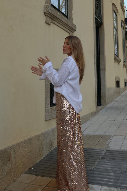 Gold Sequin Maxi Skirt