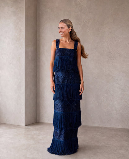 PRE-ORDER Navy Fringe Dress