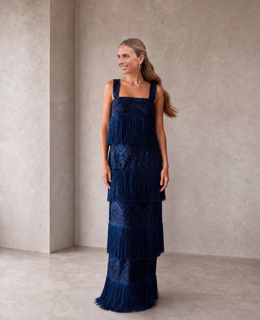 PRE-ORDER Navy Fringe Dress