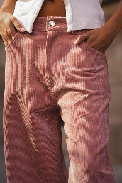 Antique Pink Corduroy Balloon Pants