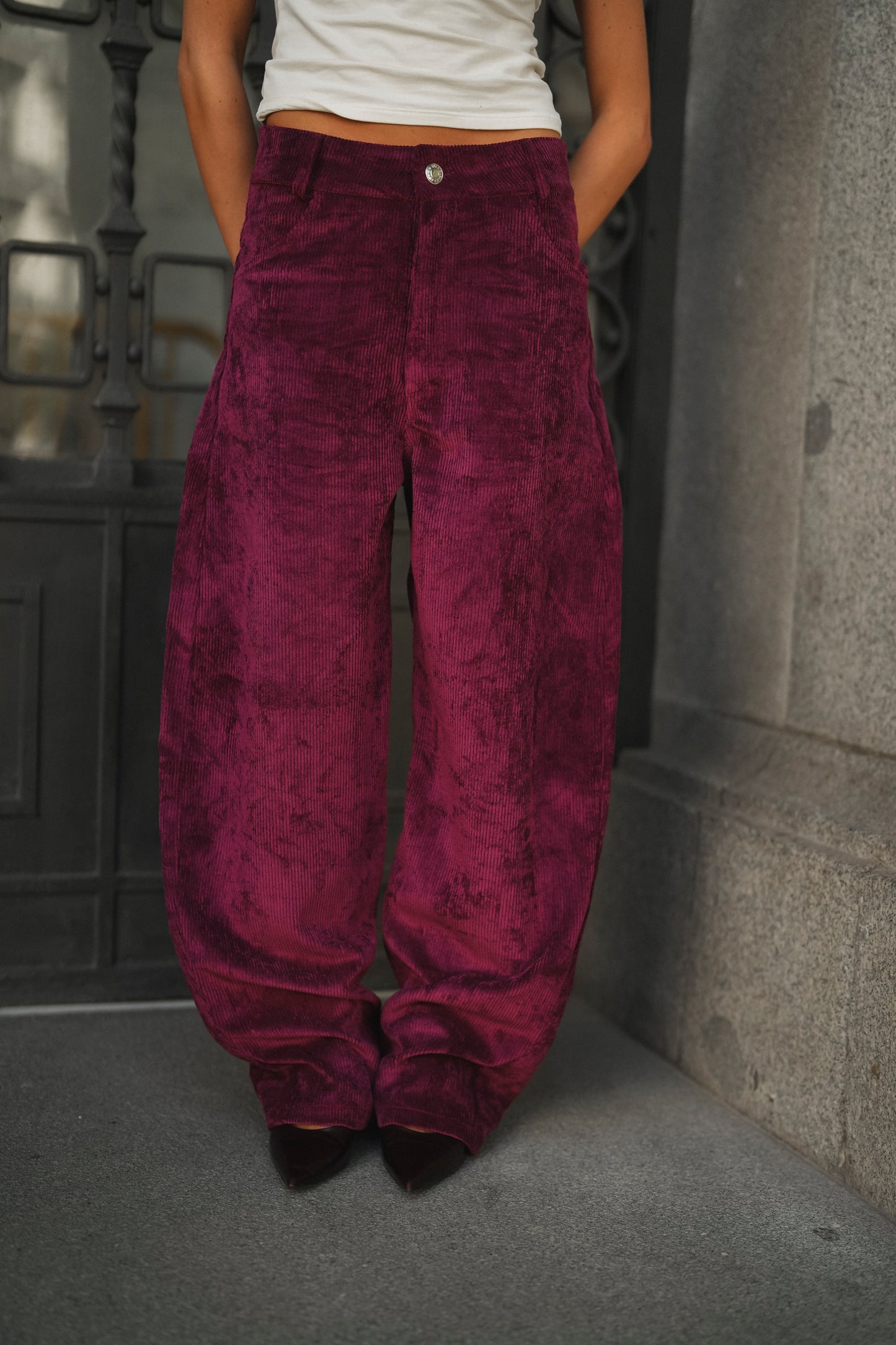 Burgundy Corduroy Balloon Pants