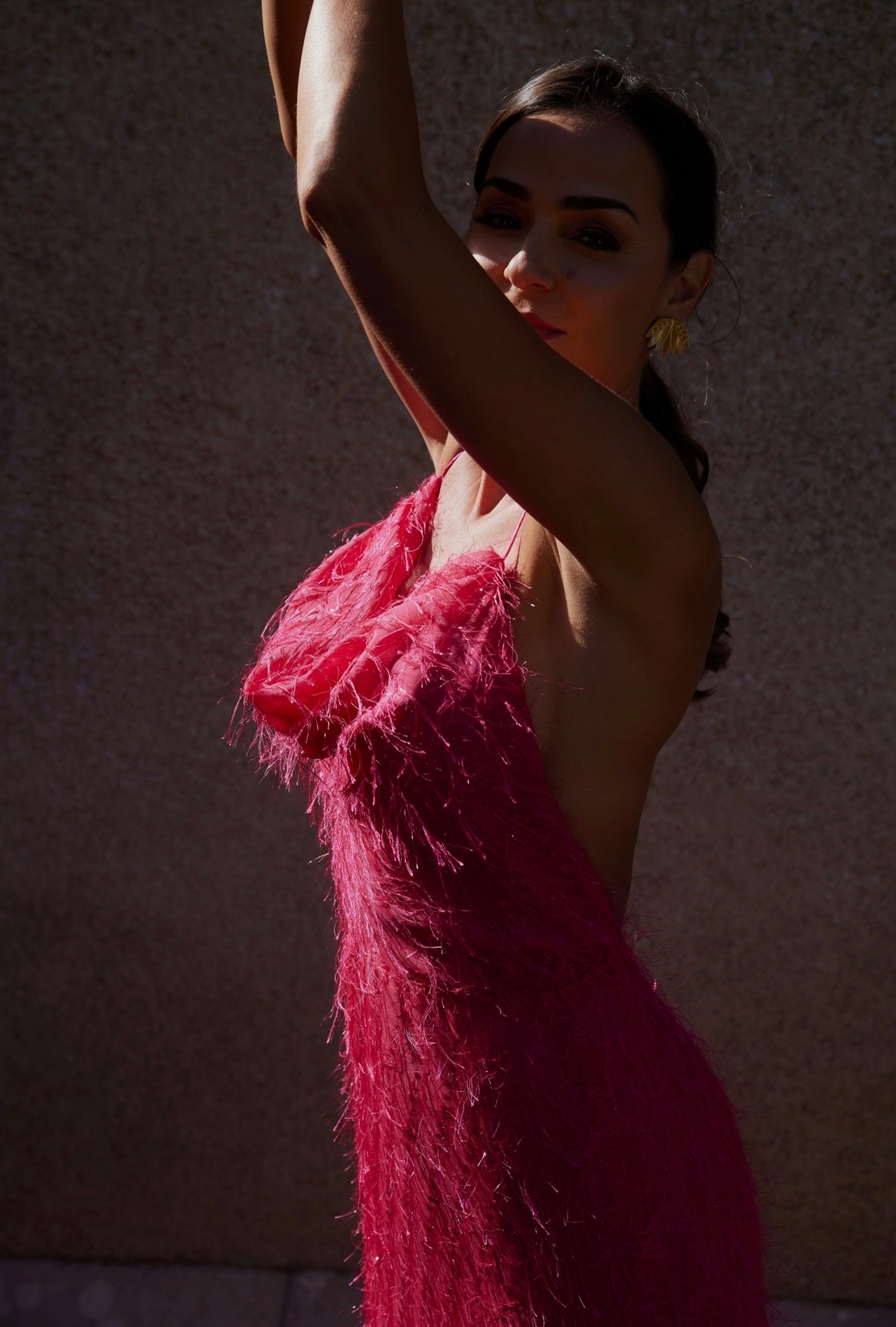 Fuchsia Pink Down Dress